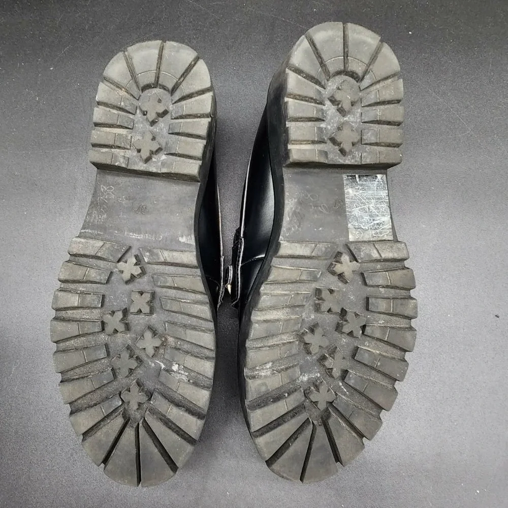 H&M Chunky‎ Platform Horsebit Loafers Black Women Size 6.5 Lug Sole Bit Detail